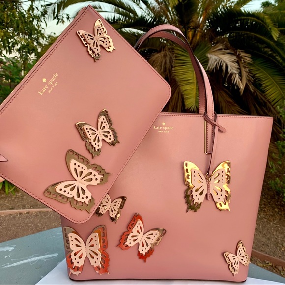 Kate Spade All The Buzz Butterfly Tote /Clutch Set - Picture 2 of 8